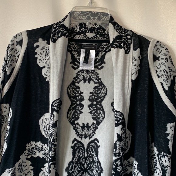 BCBGMaxAzria Ruba Reversible Draped Cardigan Black and White XS/S - Picture 7 of 9